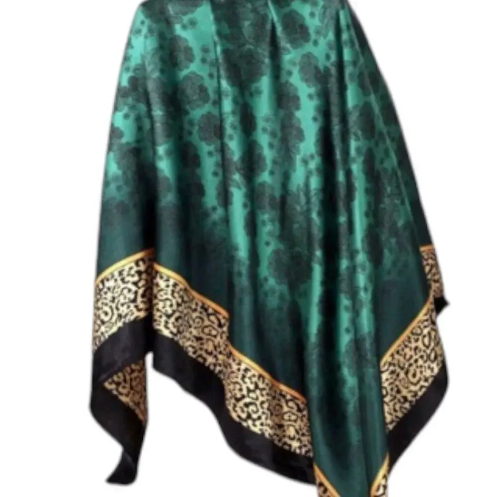 Boho Emerald Green Leopard Print Silk Scarf - Picture 8 of 13